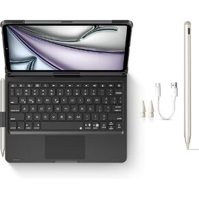 Stylus Pen + Swivel Keyboard Case for iPad Air 11" (M3&M2), iPad Pro 11 inch (1-4th Gen), iPad Air (4/5th Gen)