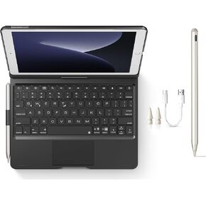 Stylus Pen + Swivel Keyboard Case for iPad (7-9th), iPad Air 3rd, iPad Pro 2nd Gen 10.5-inch