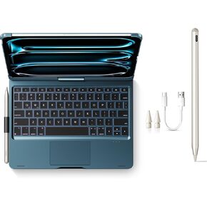 Stylus Pen + Swivel Keyboard Case for 2024 iPad Pro 11 inch M4