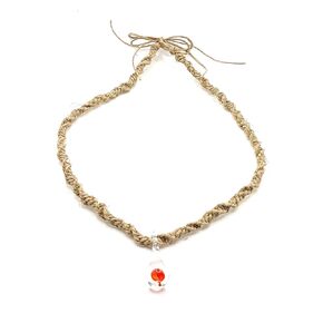 BEACH HEMP JEWELRY Red Mushroom Necklace Hemp Choker Glass Pendant Tie On Adjustable for Men Women Teen Girls Handmade In USA