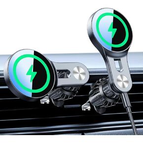 Car Mount Charger [2024 Upgrade] Wireless Car Charger Magnetic Phone Holder Mount Space Gray