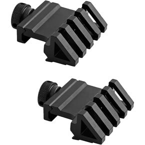 45mm Picatinny Laser Adapter 45 Degree Angle Tactical Scope Mount Aluminum Offset 4 Slot Side Rail RTS Sight (2 Packs)