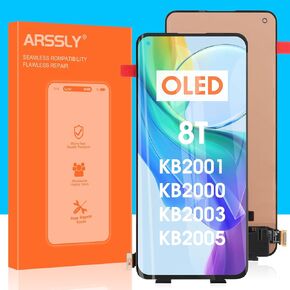 OLED for Oneplus 8T Screen Replacement - for Oneplus 8T / Oneplus 9R / Realme X7 Pro LCD Digitizer for Oneplus 8T KB2001 KB2000 KB2003 KB2005 LCD Display Touch Screen Glass Assembly with Repair Kit