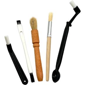 Coffee Brush Set with Wooden and Nylon Brushes for Coffee Machine Cleaning, Professional Espresso Brush Set with Nylon Espresso Brushes Wooden Coffee Grinder Cleaning Brushes