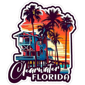 Clearwater Florida Sticker 4 Inch - Waterproof Vinyl Decal for Laptop Water Bottle Car Tumbler - Durable Aesthetic Long-Lasting Stickers for Adults ID44990