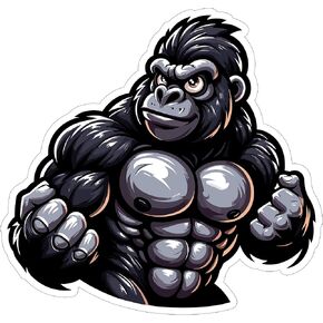 Gorilla Sticker 4 Inch - Waterproof Animal Vinyl Decal for Laptop Water Bottle Car Tumbler - Durable Aesthetic Long-Lasting Stickers for Adults ID44990