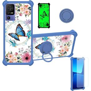 Jitterbug Smart4 Case Compatible with Jitterbug Lively Smart 4 Phone Case Cover [with Tempered Glass Screen Protector][Ring Support][Luminous Effect] YGL-LHD