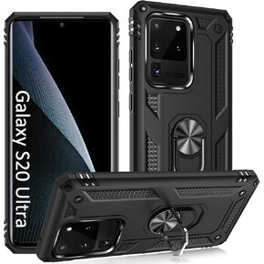 ADDIT Case for S20 Ultra Phone Case Samsung Galaxy S20 Ultra Case, Military Grade, Heavy Duty, with Ring Holder Stand, Support Magnet Car Mount for Samsung Galaxy S20 Ultra Case Black