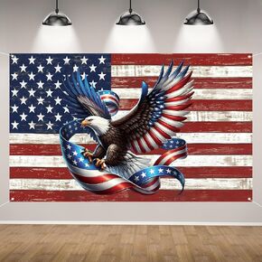 العلم الأمريكي و Bald Eagle Stars Stripes Backdrop for Photography Memorial Memorial Day من 4 يوليو قدامى المحاربين الاستقلال يوم الاستقلال يوم الاستقلال واللوازم الوطنية للحفلات المنزلية-71 × 43 ''