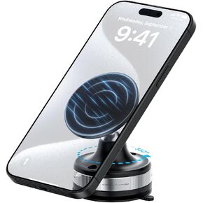 Vacuum Magnetic Car Phone Holder/Mount/Stand with Ultra Strong Suction Cup, 360°Rotating Gym/Shower Cellphone Holder Fit for MagSafe iPhone 12/13/14/15/16 Pro Max & All Smartphones