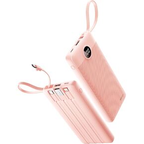 Portable Charger, 𝟐𝟎𝟐𝟓 𝐔𝐩𝐠𝐫𝐚𝐝𝐞𝐝 Slim 10000mAh Travel Essentials Power Bank, 5 Outputs 2 Inputs LED Display External Battery Pack with Built-in Cables Compatible with iPhone/Android & More