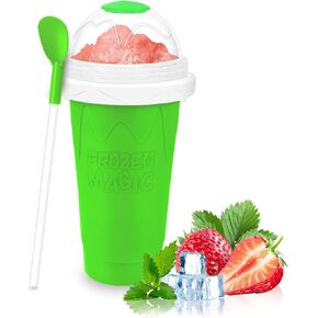 Frozen Magic Slushy Maker Cup - Slushie Cup for Making Various Milkshakes and Ice Creams,Double-Layer Squeeze Reusable Smoothie Cup - Great Gifts for Family and Friends (Blue)