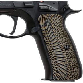 Cool Hand G10 Grips for CZ 75 SP-01 Tactical, CZ 75b bd, CZ 75 Shadow Target, Canik Full Size, Balck Grips Screws Included, Mild Aggressive Sunburst Texture