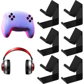 6 PC Selephone Wall Hoosers 2 في 1 خطاف أسنان سماعات رأس لاصقة لجدار الجدار السنانير العالمية القوية لمعظم وحدة تحكم سماعة الرأس ، القبعة ، قبعات البيسبول ، خزانة ، باب
