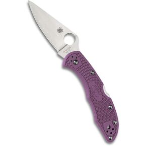 Spyderco Delica 4 Lightweight 7.15" Signature Folding Knife with 2.90" Flat-Ground Steel Blade and High-Strength FRN Handle - PlainEdge Grind