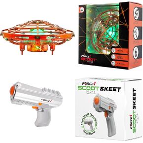Force1 Scoot Skeet Drone Orange Hand Drone for and Blaster Gun Electronic Shooting Game for Kids and Adults, LED Toy Gun with Easy Switch Launch and Drop Mode Button, Ultimate Electronic Target Game
