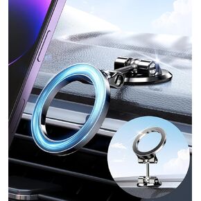 Folding Fits Car Mount 2.0【Military Grade All Metal】 for iPhone Car Mount, Magnetic Phone Holder for Car Fit for iPhone 14 13 12 Pro Max Plus Mini Case Accessories 2024 (Blue)