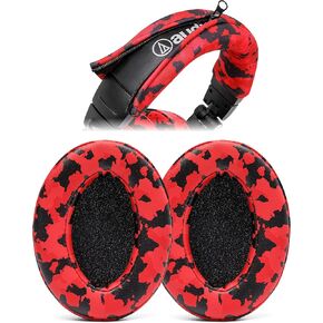 WC PadZ & BandZ Bundle - Replacement Earpads and Headband Cover for ATH M50X and M Series Headphones | Red Camo Pack