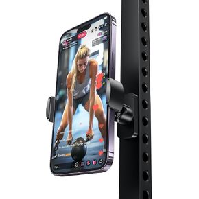 Stouchi Gym Magnetic Phone Holder, 360° Adjustable [N55 Dual Magnet] Phone Mount Gym Accessories for Women/Men, All Metal Portable Workout Essentials Compatible with 4.7-6.5" Smartphones, Black