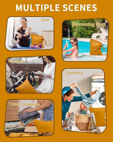 Babygoal Travel Laundry Bags 2 Pack ، مثالي للسفر ، والصالة الرياضية ، والأكياس الجافة الرطبة القابلة للسباحة للسباحة للملابس القذرة ، وبدلات الاستحمام والسباحة (اللون البني الأحمر والأزهار الوردية) in Kuwait