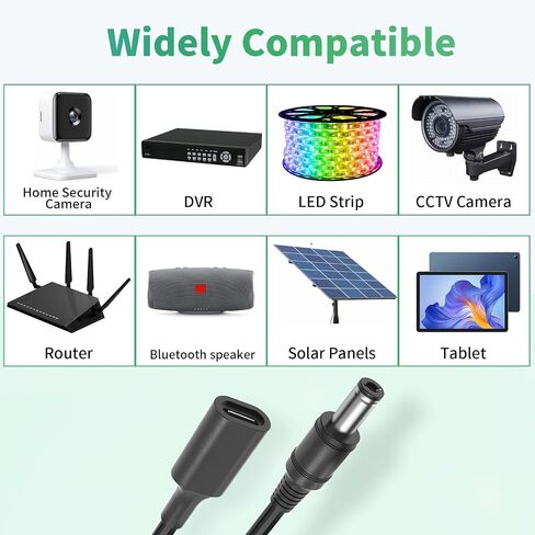 USB C to DC Plug 3.5mm x 1.35mm Adapter Cable, 5V 3.28Ft Type C Cable Straight Female to Male Universal Extension Cable for Tablet PC, IP Camera, Bluetooth Speaker, Webcam Router, 3Pack in Kuwait