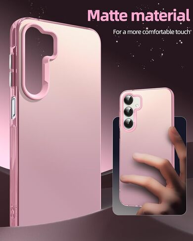 Dssairo for Samsung Galaxy a25 5g Phone case,with 2 Pack Tempered Glass Screen Protector，18FT Drop Resistant Matte Back Cover Shockproof Slim Fit Protection for Galaxy a25 (Pink) in Saudi Arabia