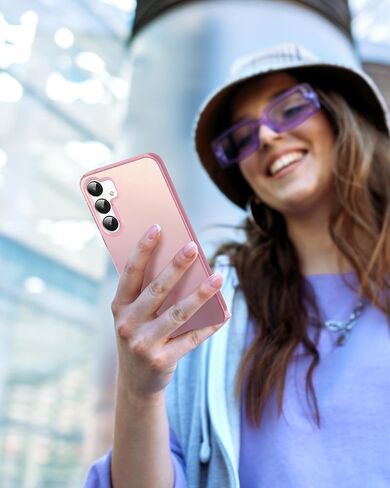 Dssairo for Samsung Galaxy a25 5g Phone case,with 2 Pack Tempered Glass Screen Protector，18FT Drop Resistant Matte Back Cover Shockproof Slim Fit Protection for Galaxy a25 (Pink) in Saudi Arabia
