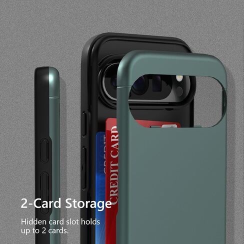Teelevo Wallet Case for Google Pixel 9/9 Pro, Protective Case with 2-Card Storage and Kickstand for Google Pixel 9 and Pixel 9 Pro - Dark Green in Saudi Arabia