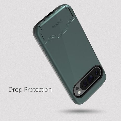 Teelevo Wallet Case for Google Pixel 9/9 Pro, Protective Case with 2-Card Storage and Kickstand for Google Pixel 9 and Pixel 9 Pro - Dark Green in Saudi Arabia