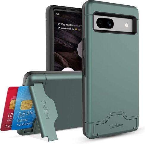 Teelevo Wallet Case لـ Google Pixel 9/9 Pro ، حالة وقائية مع تخزين من بطاقة 2 و Kickstand لـ Google Pixel 9 و Pixel 9 Pro - Dark Green in Saudi Arabia