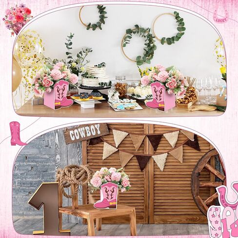 8 PCS Cowboy Boots Flower Boxes Centerpiece Western Cowboy Party Decorations Cowboy Party Centerpieces for Western Theme Cowboy Birthday Baby Shower Wedding Party Supplies in Kuwait