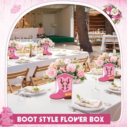 8 PCS Cowboy Boots Flower Boxes Centerpiece Western Cowboy Party Decorations Cowboy Party Centerpieces for Western Theme Cowboy Birthday Baby Shower Wedding Party Supplies in Kuwait
