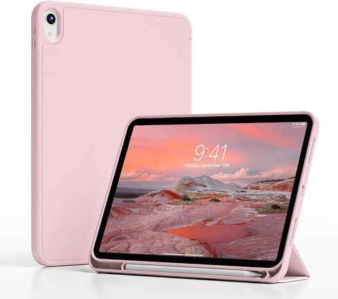 Case for iPad (A16) 11th Generation 11 Inch 2025 & iPad 10th Generation 10.9 Inch 2022 with Pencil Holder,Smart Slim Tri-fold Stand Cover Soft TPU Back,Support Touch ID & Auto Wake/Sleep (Pink) in Saudi Arabia