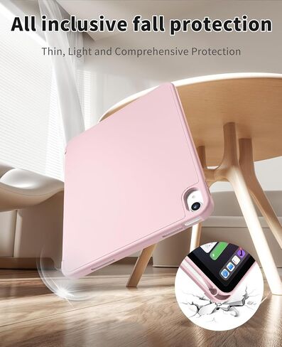 Case for iPad (A16) 11th Generation 11 Inch 2025 & iPad 10th Generation 10.9 Inch 2022 with Pencil Holder,Smart Slim Tri-fold Stand Cover Soft TPU Back,Support Touch ID & Auto Wake/Sleep (Pink) in Saudi Arabia