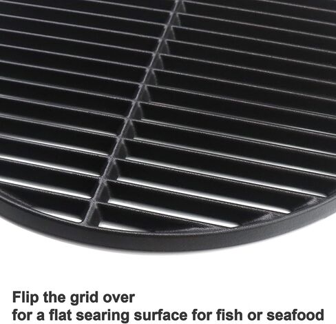 18" Half Moon Cooking Grate and Half Moon Reversible Griddle Replacement for Kamado Joe Classic III II I, Large Big Green Egg Kamado, Cast Iron Grid Grate for Weber Kettle 18" Charcoal Part in Kuwait