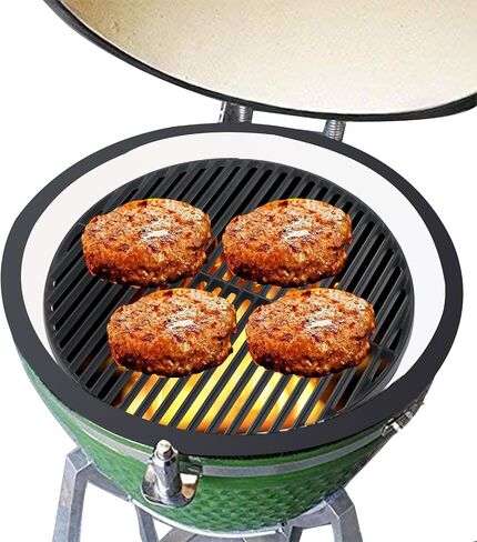 18" Half Moon Cooking Grate and Half Moon Reversible Griddle Replacement for Kamado Joe Classic III II I, Large Big Green Egg Kamado, Cast Iron Grid Grate for Weber Kettle 18" Charcoal Part in Kuwait
