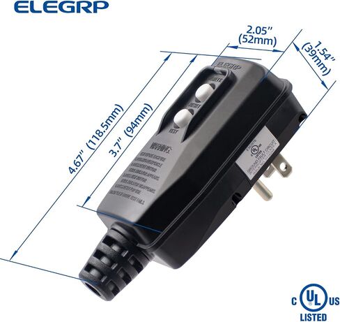 ELEGRP G1215PA2 G20PASR مجموعة قابس بديلة للمراقبة التلقائية GFCI حاصلة على براءة اختراع، إعادة ضبط تلقائي 15 أمبير غير مؤرض 2 سلكين شوكتين لغسالة ضغط الطاقة، مضخة حمام السباحة، مدرجة في قائمة UL/CUL، حزمة واحدة، أسود in Kuwait
