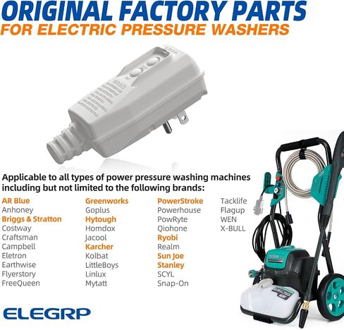 ELEGRP G1215PA2 G20PASR مجموعة قابس بديلة للمراقبة التلقائية GFCI حاصلة على براءة اختراع، إعادة ضبط تلقائي 15 أمبير غير مؤرض 2 سلكين شوكتين لغسالة ضغط الطاقة، مضخة حمام السباحة، مدرجة في قائمة UL/CUL، حزمة واحدة، أسود in Kuwait