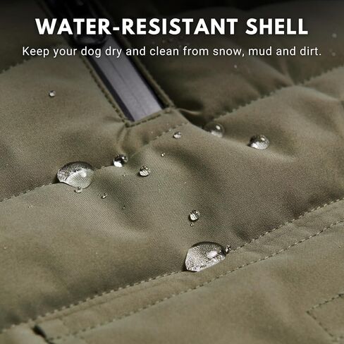 سترة شتوية للكلاب من Spark Paws، معطف مقاوم للماء، جزء داخلي من الصوف عاكس ودافئ ومقاوم للرياح، للكلاب المتوسطة والكبيرة - زيتوني - 3XL in Kuwait
