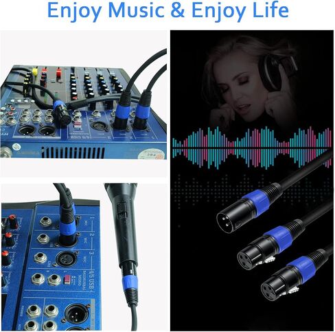 XLR Splitter Cable 1.6 FT, 1 XLR Female to 2 XLR Male Patch Y Cable, Balanced Microphone Splitter Cord Audio Adaptor, Used for Microphone, Effector, Mixer, Equelizer, DMX LED, Amplifier, Guitar in Kuwait