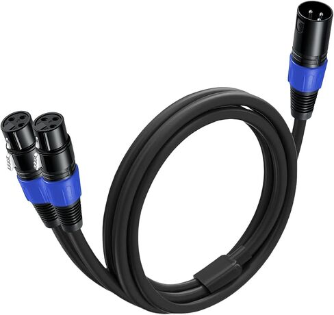 XLR Splitter Cable 1.6 FT, 1 XLR Female to 2 XLR Male Patch Y Cable, Balanced Microphone Splitter Cord Audio Adaptor, Used for Microphone, Effector, Mixer, Equelizer, DMX LED, Amplifier, Guitar in Kuwait