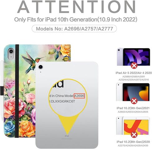 Lokigo for iPad 10th Generation Case 2022 ، iPad 10th Gen Case ، iPad 10.9 Case ، 10.9 inch multi-viewings case ، Apple iPad 10th Generation with Pencil Holder & Pocket ، Flowers in Kuwait