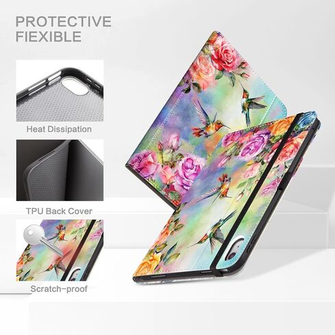 Lokigo for iPad 10th Generation Case 2022 ، iPad 10th Gen Case ، iPad 10.9 Case ، 10.9 inch multi-viewings case ، Apple iPad 10th Generation with Pencil Holder & Pocket ، Flowers in Kuwait
