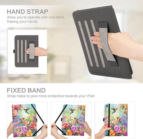 Lokigo for iPad 10th Generation Case 2022 ، iPad 10th Gen Case ، iPad 10.9 Case ، 10.9 inch multi-viewings case ، Apple iPad 10th Generation with Pencil Holder & Pocket ، Flowers in Kuwait