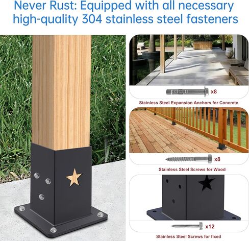 4x4 Post Base, Heavy-Duty 4x4 Post Bracket (3.6 x 3.6 Inch Inner Size), Decorative Powder-Coated Wood Post Anchors for Pergolas, Fences, Decks, and Porch Railings(4-Pack) in Kuwait