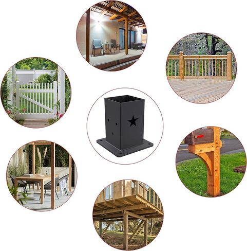 4x4 Post Base, Heavy-Duty 4x4 Post Bracket (3.6 x 3.6 Inch Inner Size), Decorative Powder-Coated Wood Post Anchors for Pergolas, Fences, Decks, and Porch Railings(4-Pack) in Kuwait