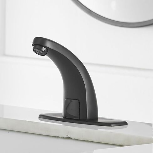 Touchless Bathroom Sink Faucet Commercial Infrared Motion Sensor, Battery or Plug-in Powered, Hot & Cold Mixer Tap, Hands-Free Faucet with Hole Cover Plate, Chrome in Kuwait