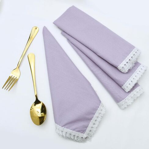 Olive Green Dyed Lace Napkins, Cotton Cloth Napkins, Set of 4-18x18 Inch Washable Dinner Napkins, Kitchen Towel Dinner Table Linen Indian Napkins, Wedding Lace Napkins, Tablecloth, Christmas Napkins in Saudi Arabia