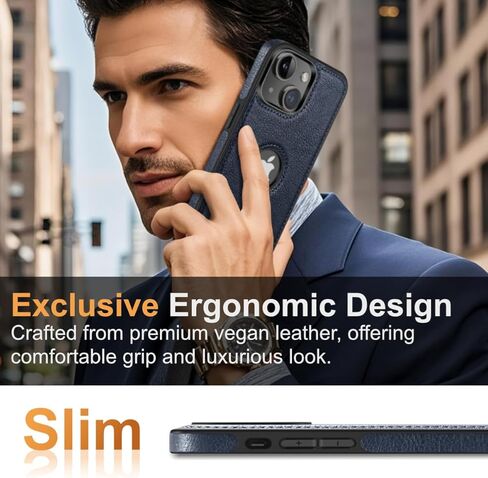 تصميم متوافق مع هاتف iPhone 14، جراب جلدي فاخر عتيق، نحيف غير قابل للانزلاق، غطاء واقٍ مقاوم للصدمات (2022) 6.1 بوصة (بني) in Saudi Arabia