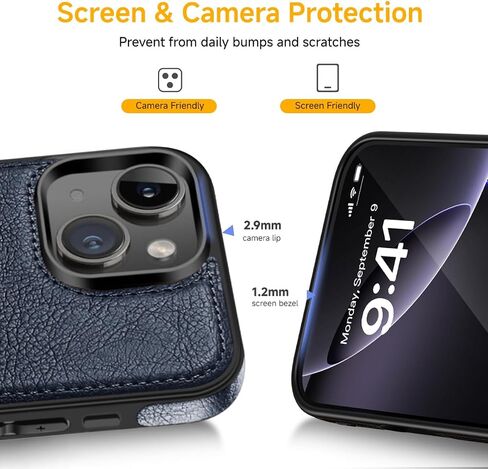تصميم متوافق مع هاتف iPhone 14، جراب جلدي فاخر عتيق، نحيف غير قابل للانزلاق، غطاء واقٍ مقاوم للصدمات (2022) 6.1 بوصة (بني) in Saudi Arabia